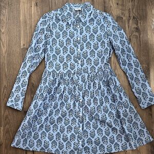 J. Crew Floral Blue Button-Up Dress